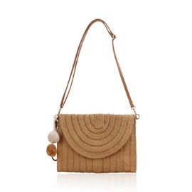 YSDYY 1-Piece Beach Braided Bag, Adjustable Shoulder Bag, Fashionable Summer Handbag, Suitable for Holidays and Daily Casual Matching (Light Brown).