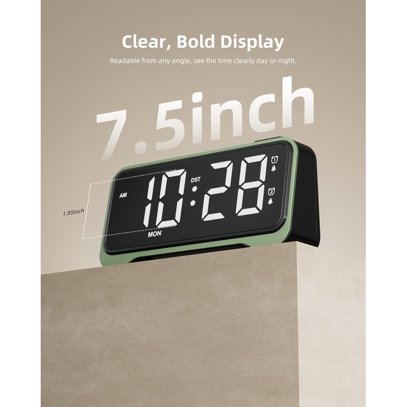 ROCAM Digital Alarm Clocks for Bedrooms with 5-Levels Brightness Dimmer,