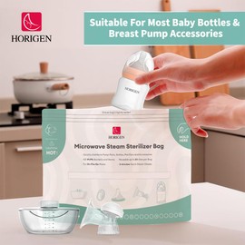 16 Bags Microwave Bottle Sterilizer Bags,Reusable Microwave Steam Sterilizer Bags(20 Uses Per Bag),Large Portable Travel Microwaves Sterilizer Bags for Pump Parts,Baby Bottle,Pacifiers
