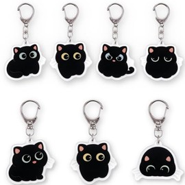 Llavero de gato negro a granel, llavero de gato Kawaii para bolsos