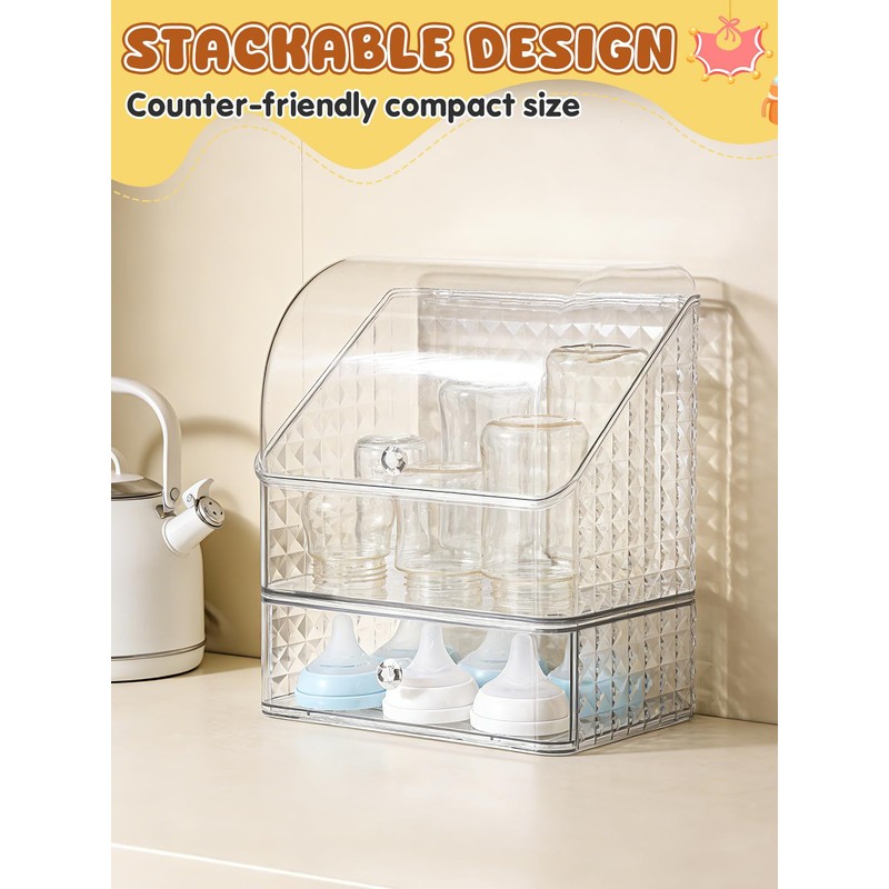 Flip-top Baby Bottle Organizer for 6 to 8 Bottles -