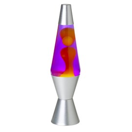 Lava Lite 21250400US2125 Lava The Original Silver Base Lamp with Yellow Wax in Purple Liquid, 14.5", Yellow/Purple