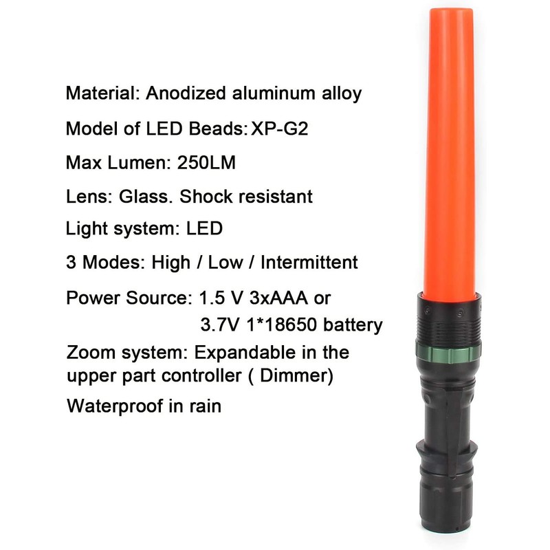 UltraFire 11-Inch Signal Traffic Wand LED Flashlight with Strobe Mode,