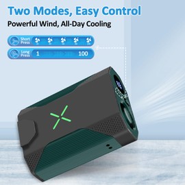 Fotgear Mini Portable Waist Fan - 1-100 Speeds 36000RPM Strong Airflow, 4500mAh Battery Powered, Max 16H Cooling, Mini Waist/Neck/Handheld Fan for Outdoor Jobsite Camping Travel (Green)