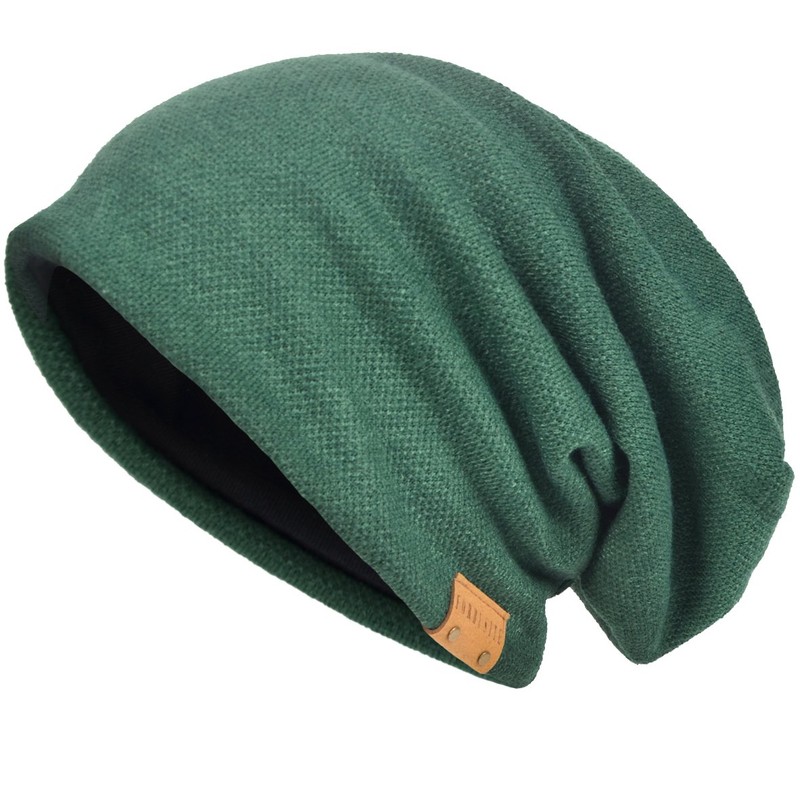 VECRY Men Oversized Slouch Beanie Large Skullcap Knit Hat (Green)