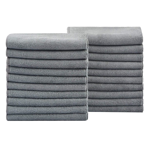 KinHwa Microfibre Cleaning Cloth Reusable Dish Cloths Super Absorbent and Lint Free Cleaning Towels for House, Kitchen, Car 32 x 32 cm Pack of 20 Grey