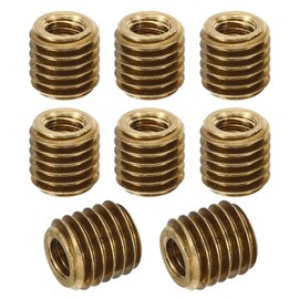 PATIKIL M10xM6x10mm Brass Threaded Repair Insert Nut, 8 Pcs Male to Female Thread Sleeve Inserts Reducing Nut Adapter Reducer Screw Sleeves, Gold Tone