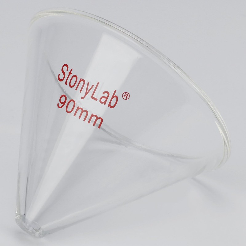 stonylab Glass Funnel, Thickened Borosilicate Glass Stemless Funnel with 90