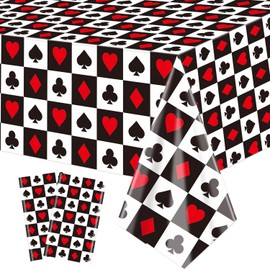 XJLANTTE 2Pcs Casino Tablecloths, Poker Table Cover, Rectangular Casino Theme Table Cloth for Picnic Birthday Playing Card Casino Party Decorations, 51 x 86.6 Inch