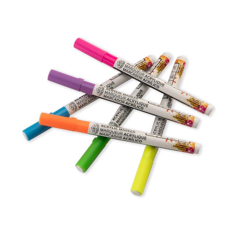 Royal & Langnickel 6pc ARTIST ACRYLIC PAINT MARKERS 1.2MM NEON