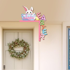 KOYILTD Easter Door Corner Decorations Wooden Door Frame Ornament Bunny Decorration Funny Decor Wooden Party Supplies Easter Decoration for Home Doors Windows Walls (Lovely)