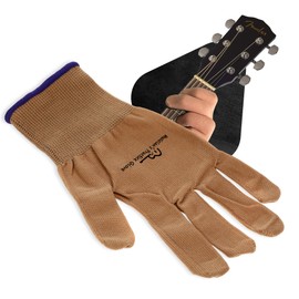 Musician's Practice Glove - 1-Pack Guitar Gloves for Women and Men, Fingertip Protectors for Playing String Instruments, Hand Issues and More, Nylon Thin Gloves for Indoor/Outdoor Gigs, Small, Beige