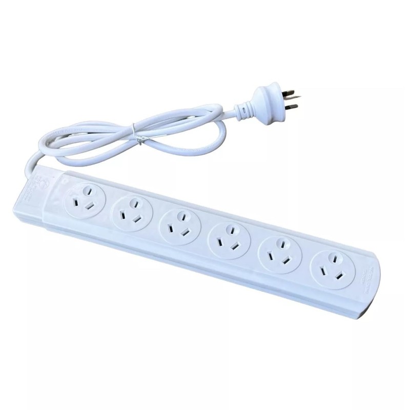 Power Board with 6-Way Outlet Socket, 1 Metre Extension Lead
