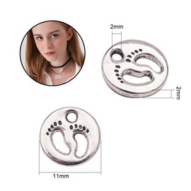 PH PandaHall 80pcs Antique Silver Tibetan Alloy Foot Footprint Charms Pendant Beads Charms for DIY Bracelet Necklace Jewelry Making