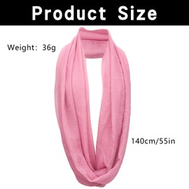 FAIRYGATE Snoods for Women Womens Scarf Ladies Chiffon Scarves Loop Women Shawl Pink Plain Neck Wraps Scarfs Large Headscarf Girls Women's Scarves Shawls A0325