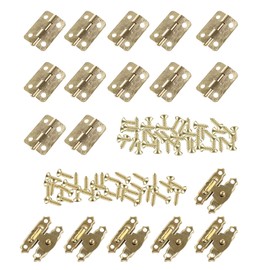 HOWDIA 12Pcs Antique Small Hinges Brass Piano Hinges Decorative with 6Pcs Mini Cabinet Latch Hasps for Small Wooden Toy Box Chest Doll House（Gold）