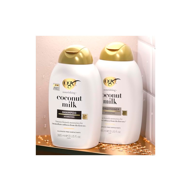 OGX, Shampoo Nutritivo de Leche de Coco, 385 ml