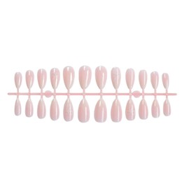 Press On Nails - Short Medium Almond False Nails - White Pink Gradient Fake Nails With Bow - Stiletto Natural French Tip False Nails - Full Cover Acrylic Stick On nails For Women Girls DIY Nail Art
