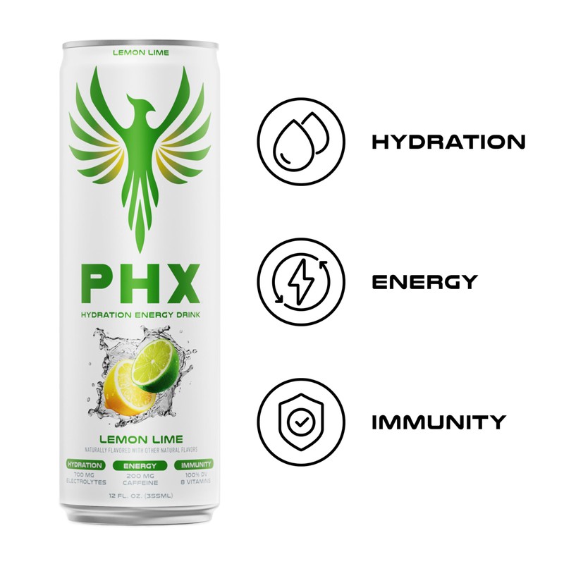 PHX Hydration Energy Drink - 700mg Electrolytes, 200mg Natural Green