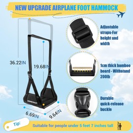 Airplane Foot Hammock, No Collapse Foot Rest for Plane Travel with Extended Adjustment Strap, Portable Desk Foot Hammock with Thickened Foam, Foot Sling Travel Essentials to Relax Your Feet