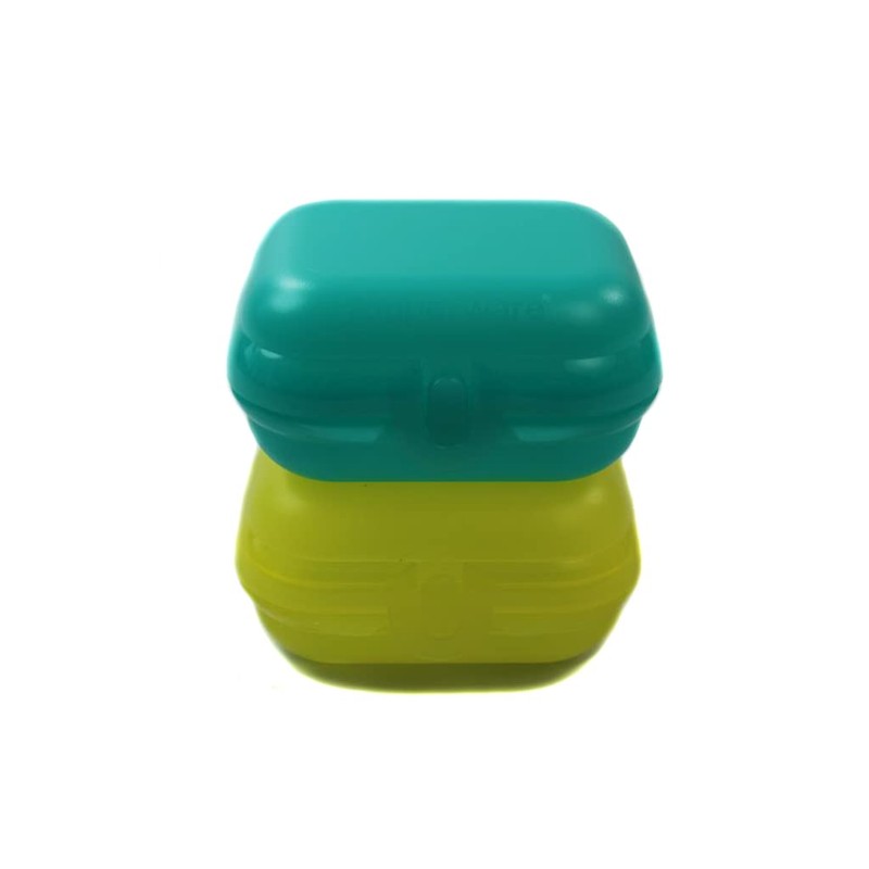 Tupperware To Go Mini-Twin Lunch Box Light Turquoise and Yellow