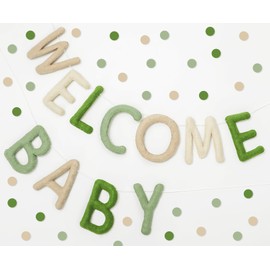 JarThenaAMCS 2Pcs Welcome Baby Felt Banner Nude Sage Green Baby Shower Garland Home Bunting Garland for Baby Shower Party Hanging Decoration