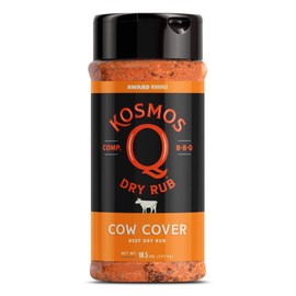 Kosmos Q Cow Cover BBQ Rub | Savory Blend | Great on Brisket, Steak, Ribs & Burgers | Best Barbecue Rub | Meat Seasoning & Spice Dry Rub | 10.5 oz Shaker Bottle