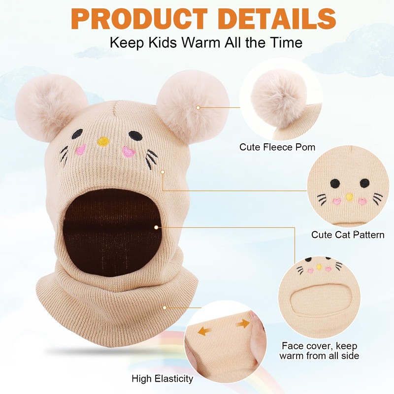 AYPOW Cappello Passamontagna Invernale Caldo per Bambini da 0.5 a