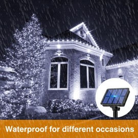 litogo litogo [4 Stck] Solar Lichterkette Aussen, 12M 120Led Lichterkette Solarlichterkette fr Au?en Wasserdicht KupferDraht Outdoor lichterkette Deko Drau?en 8 Modus fr Balkon, Weihnachten Kaltes Wei?