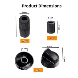 LuojinLuoda 4 PCS Black Gas Stove Knobs Replacements with 12 Adapters for Stove/Oven/BBQ/Range/Pizza Oven/Grill Smoker/Gas Bottle Control Dials for Kitchenaid Electric Roaster