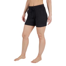 90 Degree By Reflex Womens Soft Sweat Shorts High Waisted Drawstring Lounge Shorts with Pockets - Heather Black - XS