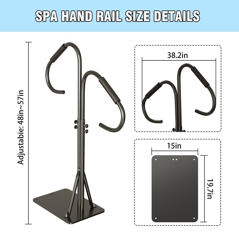 blissbuys Hot Tub Handrails 48-57 Inch Adjustable Two Way Hot