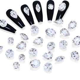 DONGZHOU Crystal White Glitter Stones Rhinestones Nails, 72 Pieces Nail Art Stones Nail Art Nail Design Nail Charms for 3D Nail Art Decoration Clothing Jewellery Shoes Bags