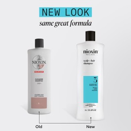 Nioxin Nioxin System 3 Scalp + Hair Shampoo | For Colored or Damaged Hair with Light Thinning | With Niacinamide and Biotin | 33.8 Fl oz.