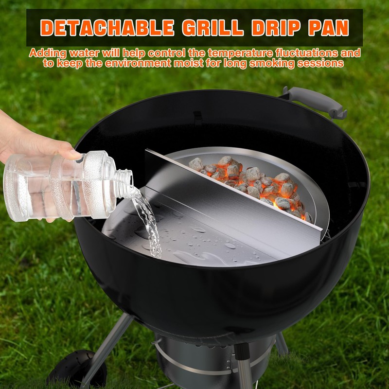 Onlyfire Stainless Steel Detachable Grill Drip Pan for Weber 22"