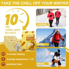 HASAIKA® Hand Warmer, Heat Pad, Finger Warmer, Long Lasting Heat Pads, Pocket Warmer for 10 Hours of Warmth, Suitable for Outdoor Winter Sports, Office, Pack of 10