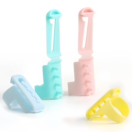 WALWAL 4 Pcs Yarn Guide Finger Holder, Plastic Knitting Thimble Tool, Tangle-Free Yarn Holder for Crocheting, Knitting & Crafting(Yellow, Pink, Green, Blue)