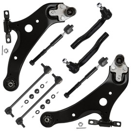 Detroit Axle - 8pc Front End Kit for Toyota 2011-2020 Sienna 2 Lower Control Arms with Ball Joints 4 Inner Outer Tie Rods 2 Sway Bar Links 2012 2013 2014 2015 2016 2017 2018 2019 Replacement