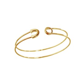 Fashion Safety Pin Adjustable Bangle Bracelets for Women Dainty Minimalist Stainless Steel Gold Plated Paper Clip Cuff Wrap Wrist Open Bangles Statement Unique Trendy Y2K Jewelry Gift for Her Birthday (Gold)