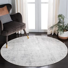 SAFAVIEH Princeton Collection Area Rug - 5' Round, Beige & Grey, Vintage Distressed Design, Non-Shedding & Easy Care, Ideal for High Traffic Areas in Living Room, Bedroom (PRN716A)
