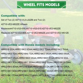 HRR216 Lawn Mower Wheels 2 Rear Wheels 42710-VE2-M02ZE & 2 Front Wheels 44710-VL0-L02ZB Compatible with Honda HRR216 HRT216 HRS216 Lawn Mower