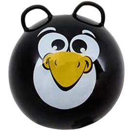 RIN Hippity Hop Exercise Hopper Jump Balls with Animal Face and Two Handles for Kids (Black Penguin)
