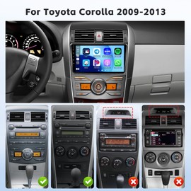 Android 15 Radio for Toyota Corolla 2009-2013,4+64G Car Stereo with Wireless Carplay Android Auto DSP, 9’’ IPS Touch Screen with Bluetooth 5.0 Radio for Corolla with Car Play GPS WiFi SWC Dual USB