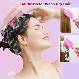 Cepillo de Silicona de Doble Cara para Cabello Húmedo Y Seco. Elimina Nudos Y Reduce La Rotura. para Todo Tipo de Cabello. Peines Grandes para Masaje 