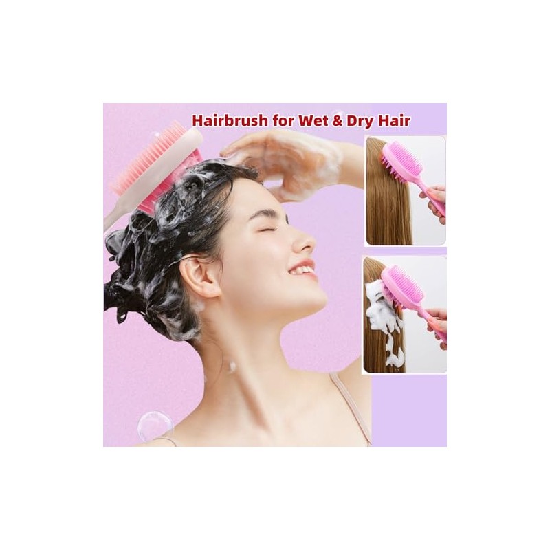 Cepillo de Silicona de Doble Cara para Cabello Húmedo Y