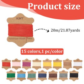 WEBEEDY Waxed Thread Cord 15 Colors 328 Yard Book Binding Leather Sewing Thread Round for Bracelet Jewelry Making Hand Sewing Stitching Leather Projects, 0.55mm Thickness, 21 Yards Each