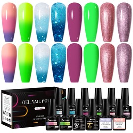 MTSSII Gel Nail Polish Set, 12 Bottle/Box Gel Polish, Thermal Nail Gel Kit, Soak Off UV LED Gel Nail Art Manicure Varnishes
