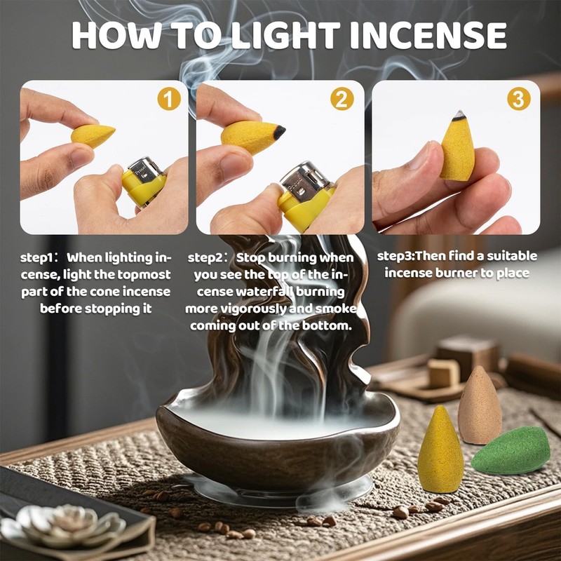 Backflow Incense Cones for Waterfall - Waterfall Scented Cone Incense