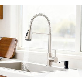 Sink Soap Dispenser Pump with 2 Sponge Holders, Curovtrp Soap Dispenser for Kitchen Sink Stainless Steel Pump Head (Plastic Built in) with 39" Extension Tube kit, No Need to Refill, Black