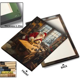 TYPTEK Christmas Wall Art Cozy Christmas Scene Santa’s Workshop Cabin Crafting Gifts Pictures Print Winter Landscap Christmas Wall Spirit Artwork for Living Room or Bedroom 11x14inch